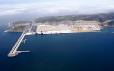 Aerial view of the whole of the port of El Ferrol, visualising the added breakwater