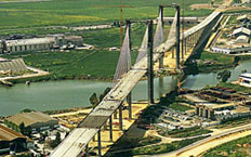 Aerial view of the bridge over the Guadalquivir river