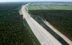 Aerial view of the S8 motorway in Logz, Poland