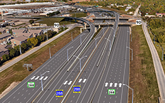 Aerial view of toll road SH288 Houston, USA