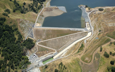 Aerial view of the dam showing the environmental setting in which it is established